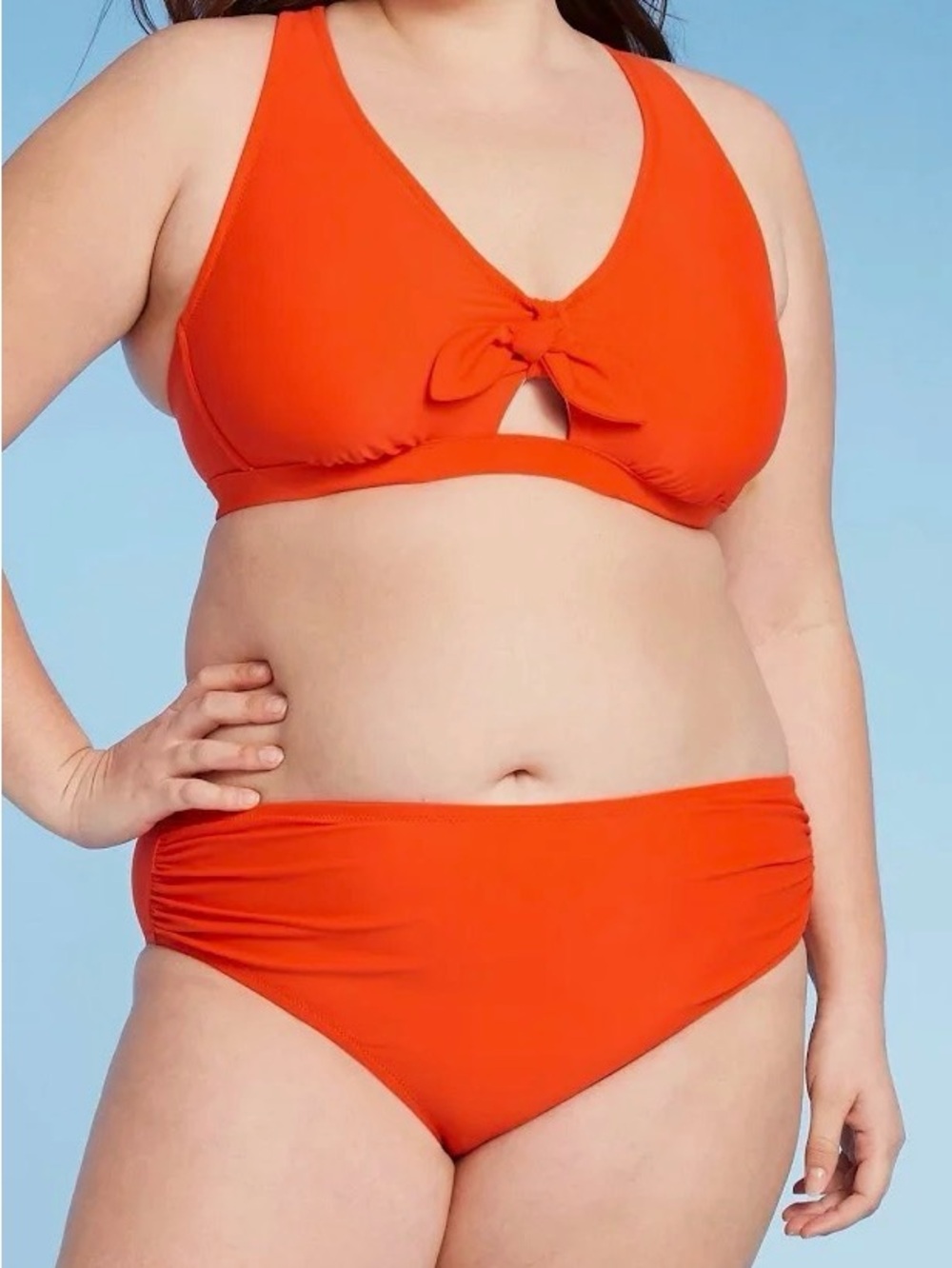 Kona Sol Orange Front Bikini Swimsuit Set Womens 18W NWT